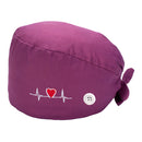 2pcs Womens Fashionable Printed Scrub Cap with Buttons Sweatband Headwear