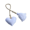 60cm Wooden Beaded White Heart Tassel Curtain Tie Rope Holdback Hanging Deco