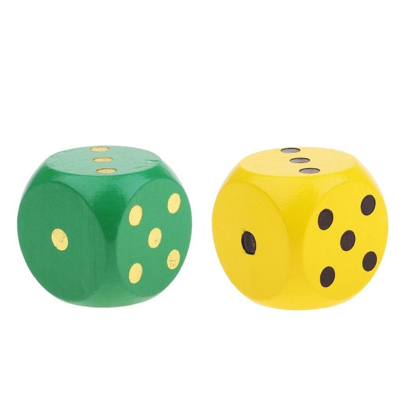 2x Large Wooden Dice D6 Six Sided Dies for D&D RPG Games 1.97'' Green+Yellow