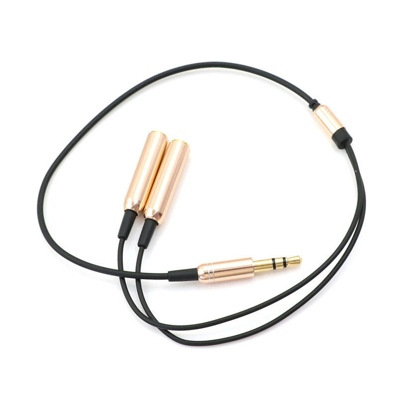 3.5MM Jack Plug Y Splitter Audio Stereo Extension Earphone Headphon Cable GoldJR