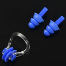 Adults Pairs Blue Swimming Silicone Ear Plugs with Nose Clip G3W2