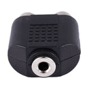 3.5mm Female Socket to Dual Female RCA Jack AV Adapter Splitter Black E1C4