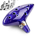 12 Holes Alto C Key Ocarina Musical Instrument Flute with Lanyard Blue