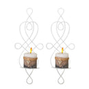 2 Piece Wall Sconce Tea Light Candle Sconces Elegant Swirling Iron Hanging