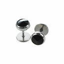 Earrings stainless steel rhinestone black man round 10mm L6Q6