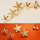 3pairs/bag Bright Starfish Shaped EarringsBDor Women Ear Stud Earings Jewelr Kw