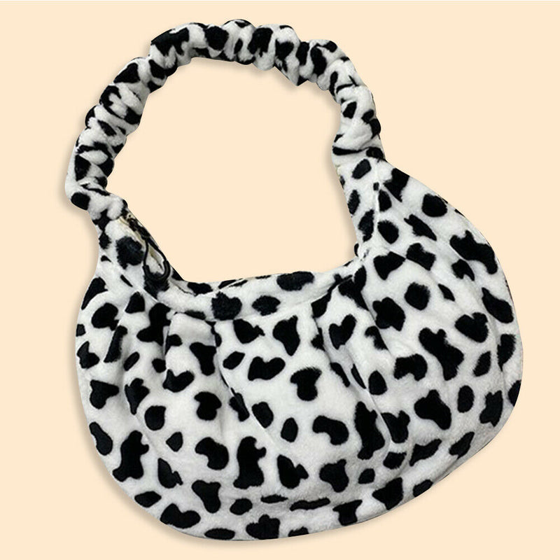 Fashion Pleated Dumplings Women Handbags Cow Printed Big Capacity Messenger Bags
