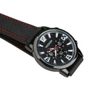 Man Wrist Watch Racing Sporty Quartz Movement Silicon Watchband Black  A
