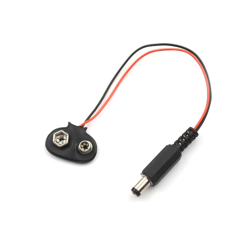 5pcs 9V Battery Snap T-Type cable 2.5x5.5mm Male DC Power Plug to 9V Battter Gn