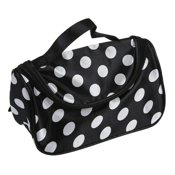 Black Zipper Bag Cosmetic Toiletry Bag Makeup bag Handbag with Points patte U9J3