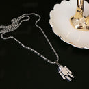 Fashion Stainless Steel Necklace Robot Pendant Choker Hiphop Chain Charm Jewe-OZ