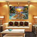 Tiger Family Full Drill 5D Diamond Embroidery Painting Cross Stitch Kit Cra W1J4