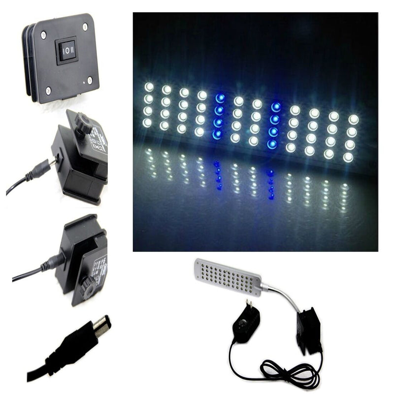 48 LED Aquarium Lamp Fish Tank Water Plant 2 Mode Clip White Blue Light Bulb