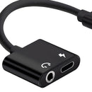 2 in 1 Type-C To 3.5mm AUX Audio Headphone Adapter Charger Cable black