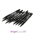 10PCS Fine Dual Heads Marking Pen Marker Waterproofink Thin Nib Black