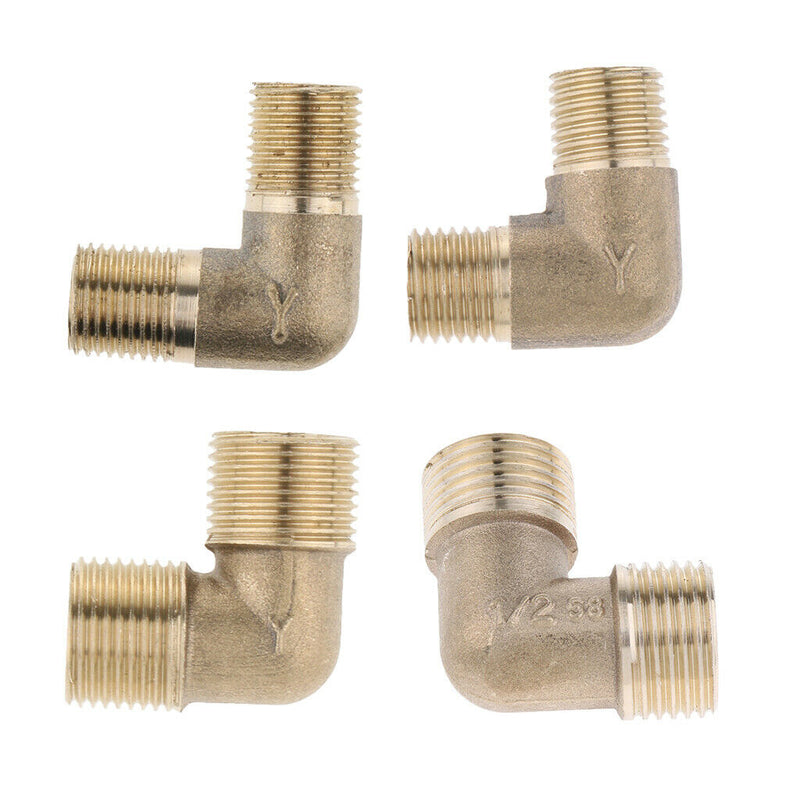 Elbow Brass Pipe Fitting Coupler 90 Degree 1/8 inch Male Thread Connector, easy