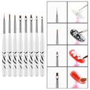 Practical 8X Set Of White Nail Design Brush Pen Fine Detail Tips Drawing Tools