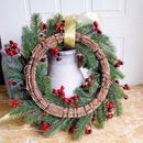 Decorated Artificial Christmas Wreath Green Branches with Pine Cones Red Be