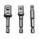 Socket Adapter Set 1/4" 3/8" 1/2" Drive 2" Long 3-Piece Home Repair Tool