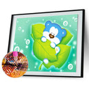 DIY Diamond Painting Kit Full Round Drill Cartoon Bear on Leaf 5D Drawing