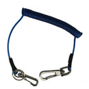 Coil Fly Fishing Lanyard Expandable With 2 Quick Release Snaps - Blue