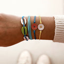 4pcs Boho Ethnic Weave Rope Bracelet DIY Beads Bangles Jewelry (Style 3) A