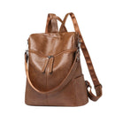 Women's Fashion Casual Party Personality Shoulder Leather Backpack Brown