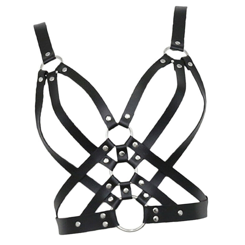 Womens Leather Body Chest Harness Belt Rivet Cage Bra Strap Metal  Party
