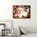 5D DIY Full Drill Diamond Painting White Dog Cross Stitch Embroidery Mosaic