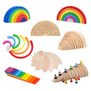 Handmade Wooden Rainbow Stacking Stacker Toddler Montessori Toys