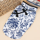 Puppy Dog China Fashion Style Blue and white floral Print T-shirt Summer Ve