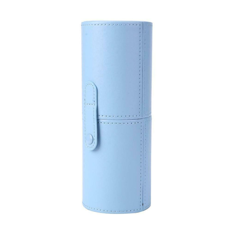 Leather Makeup Brush Holder Travel Cosmetic Pens Storage Cup Case (Blue) A