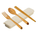 3PCS Portable Wooden Chopsticks Spoon Fork Set with Box for Picnic Healthy
