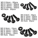 440pcs M3 M4 M5 Alloy Steel Hex Socket Button Head Cap Bolts Screws Nuts Se