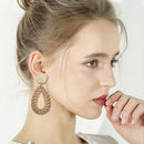Rattan Earrings For Women Lightweight Geometric Statement Earrings Handmade