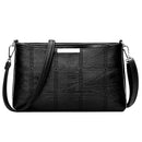 Fashion Korean Women Handbag PU Plaid Messenger Bag Shoulder Bags(Black)