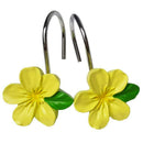 Yellow Flower Shaped Rust Resistant Decorative Shower Curtain Hooks 12- Pac