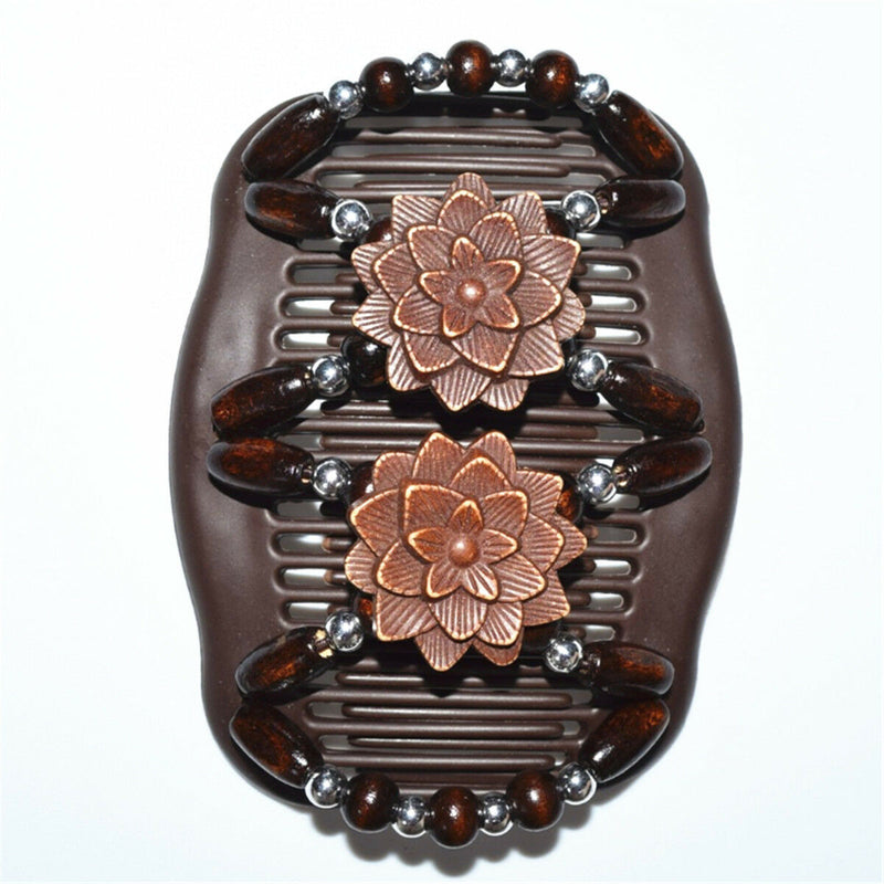 1pc Magic Butterfly Shape Wood Beads Stretchy Hair Styling Slide Clip Updo Combs