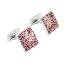Enamel Square Pattern Cufflinks Cuff Links Brass Fashion 18x18mm Work