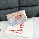 Holographic Ring Messenger Handbags Chain Shoulder Bag Women Flap Pvc Small