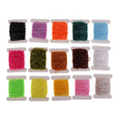 15 Cards 5m/card Fly Fishing Tinsel Chenille Crystal Flash Line Nymph Streamers