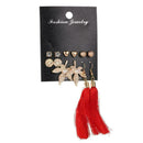 6Pairs Women Korean Style Earrings Set Tassel Crystal Stud New Hook Dangle