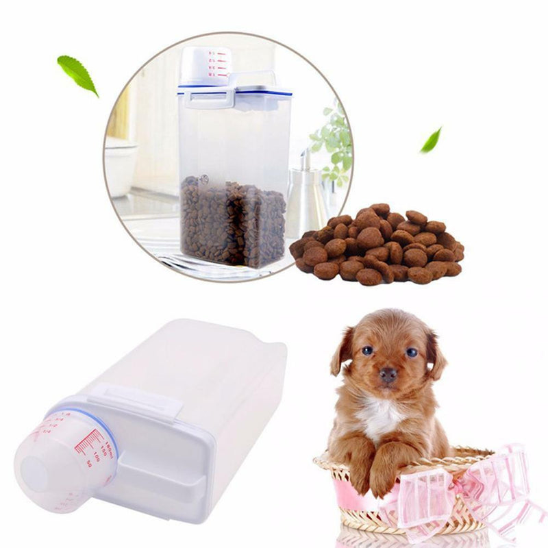 Stylish Pet Food Storage Barrel Container Dry Food Dispenser w/ Measuring Cup