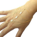 Womens Multi Chain Tassel Bracelet Bangle Slave Finger Ring Hand HarnessM.ES