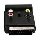 Switchable Scart Male to Scart Female M/F S-Video 3 RCA Audio Socket Black