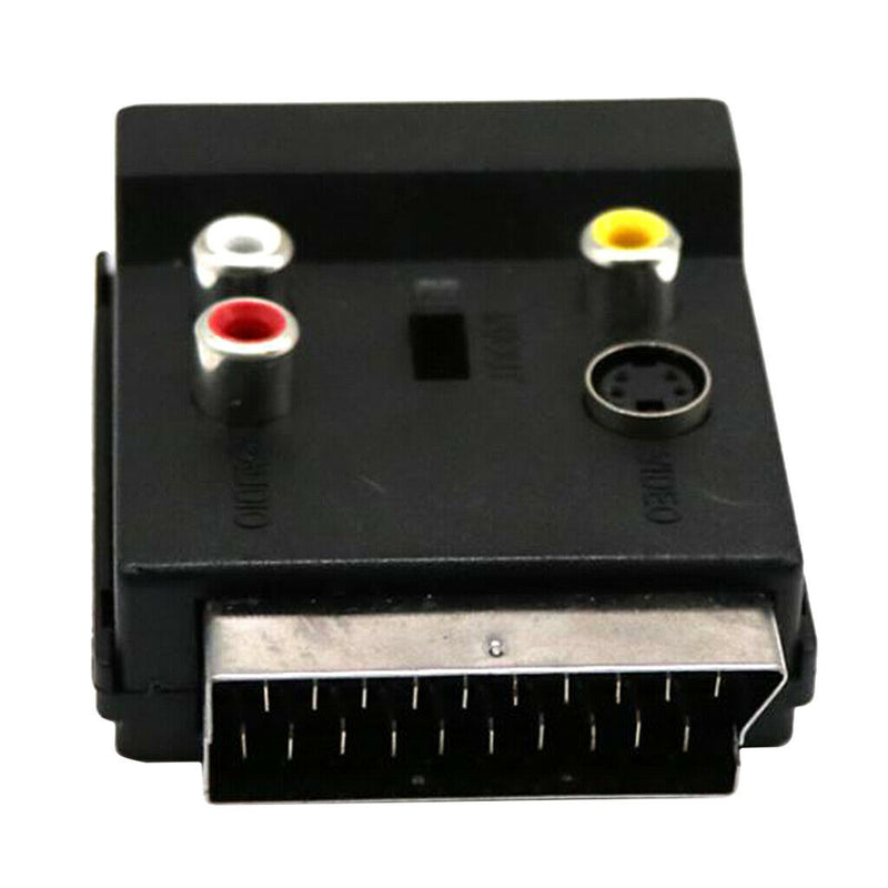 Switchable Scart Male to Scart Female M/F S-Video 3 RCA Audio Socket Black