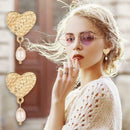 Love Heart Pearls Dangle Ear Stud Women Elegant Sweet Drop Earrings Jewelry