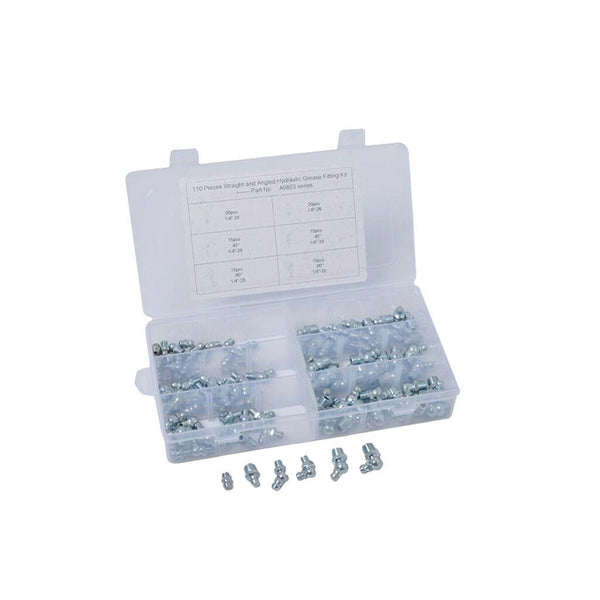 110x Car Truck Marine Boat 1/4" 1/8" Hydraulic Grease Zerk Fitting SAE Kit