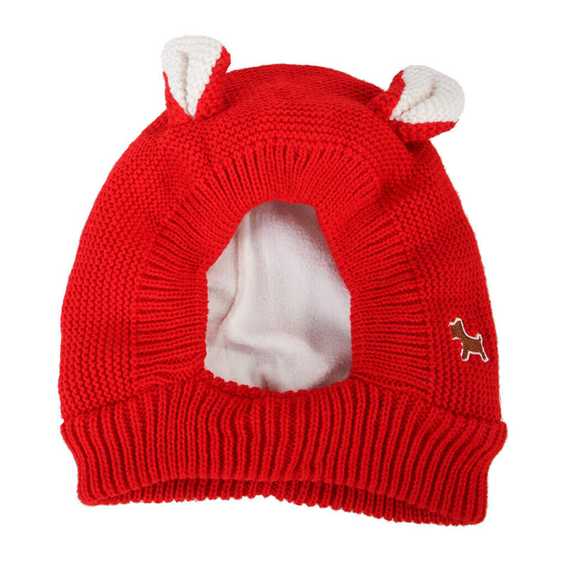 Dog Hat Winter Warm Dog Headwear for Small Medium Dogs Red