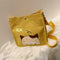 2pcs/set Women Canvas Cat Print Shoulder Satchel Handbags Pen Bag (Yellow) A#S